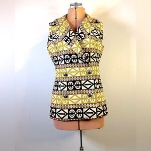 RARE Vintage Alaron Ltd California 60s Geo Print Tapestry Longline Vest Size Med